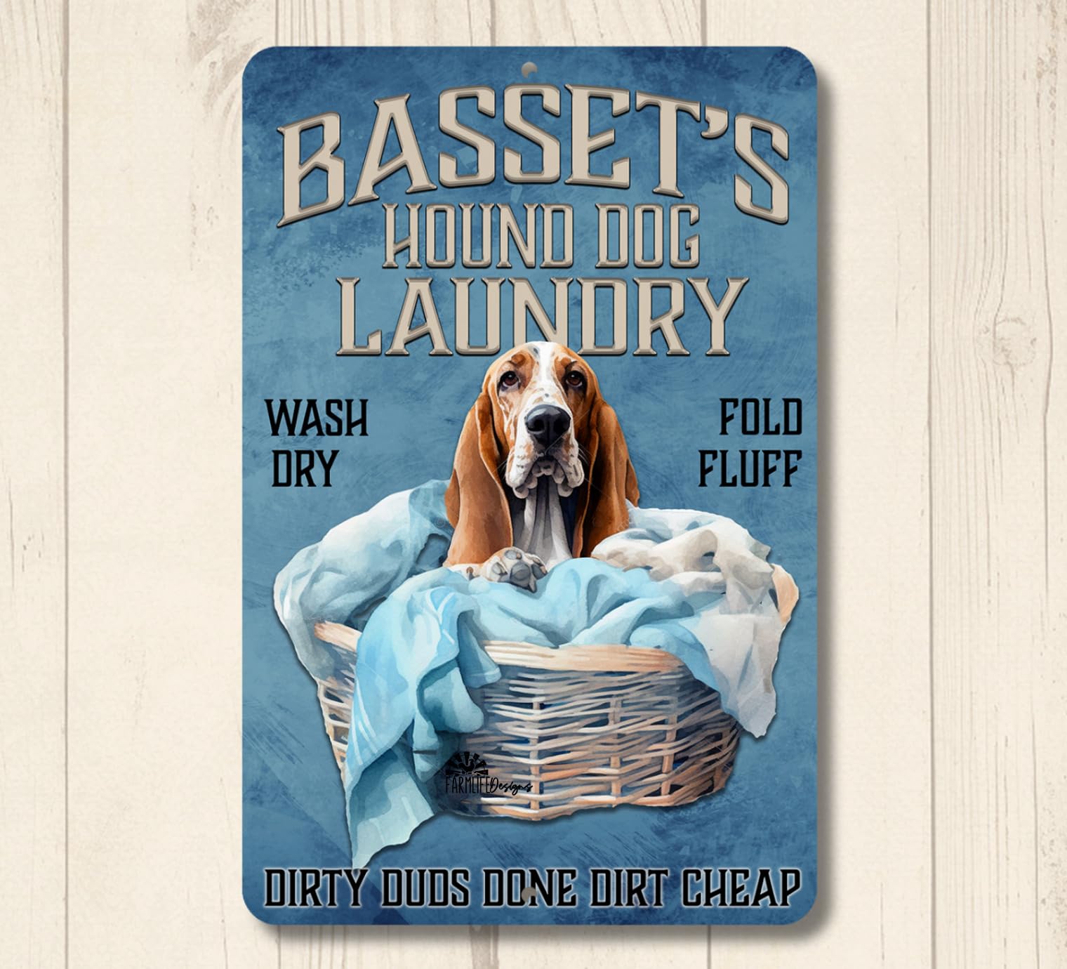 Basset Hound Laundry Sign home decor room dog funny metal tin plaque mom gift home decor