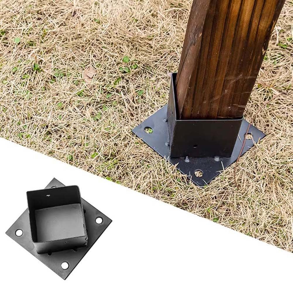 Base de poste, anclaje de poste de valla, soportes de poste de madera para soporte de barandilla de cubierta, placa base de cubierta de pabellón, revestimiento de polvo negro