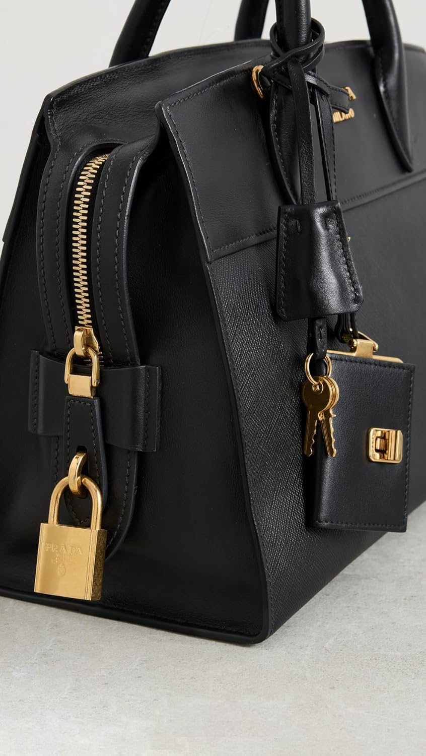 Prada What Goes Around Comes Around Women's Pre-Loved Black Saffiano Esplanade Handbag - Image 5