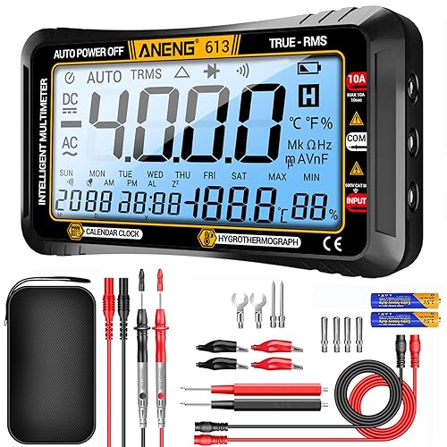 ANENG Digital Multimeter Tester,4000 Counts Voltage Tester,Auto-Ranging TRMS Volt Meter,Large LCD Ohm Meter Measures AC/DC Current,Voltage,Resistance, Diode,Continuity,Capacitance,Temperature