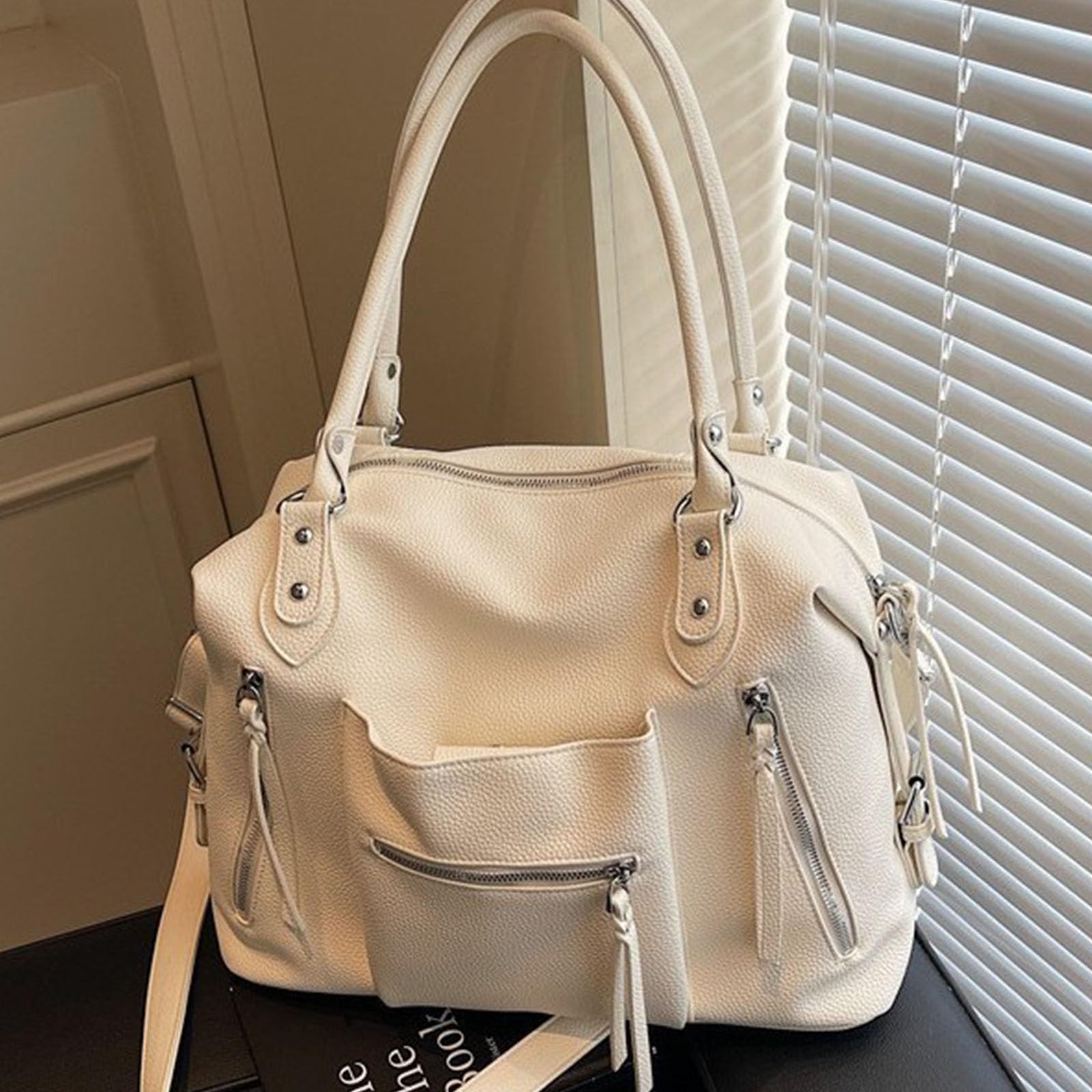 Elegante bolso de mano de piel sintética para mujer, con correa ajustable, bolso cruzado casual para axilas