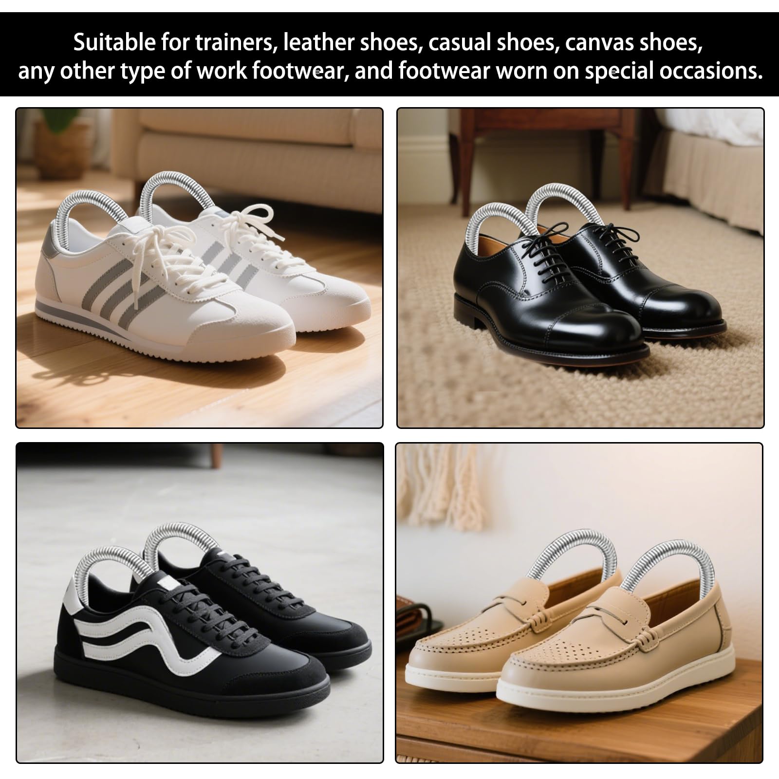 Set de 5 Pares Horma Zapatos Ajustable, Hormas de Plástico, Hormas Zapatos Hombre, Horma Zapatos Eu La Talla 39-47, Adecuado para Zapatos de Cuero y Zapatos Deportivos (Negro, Hombres)