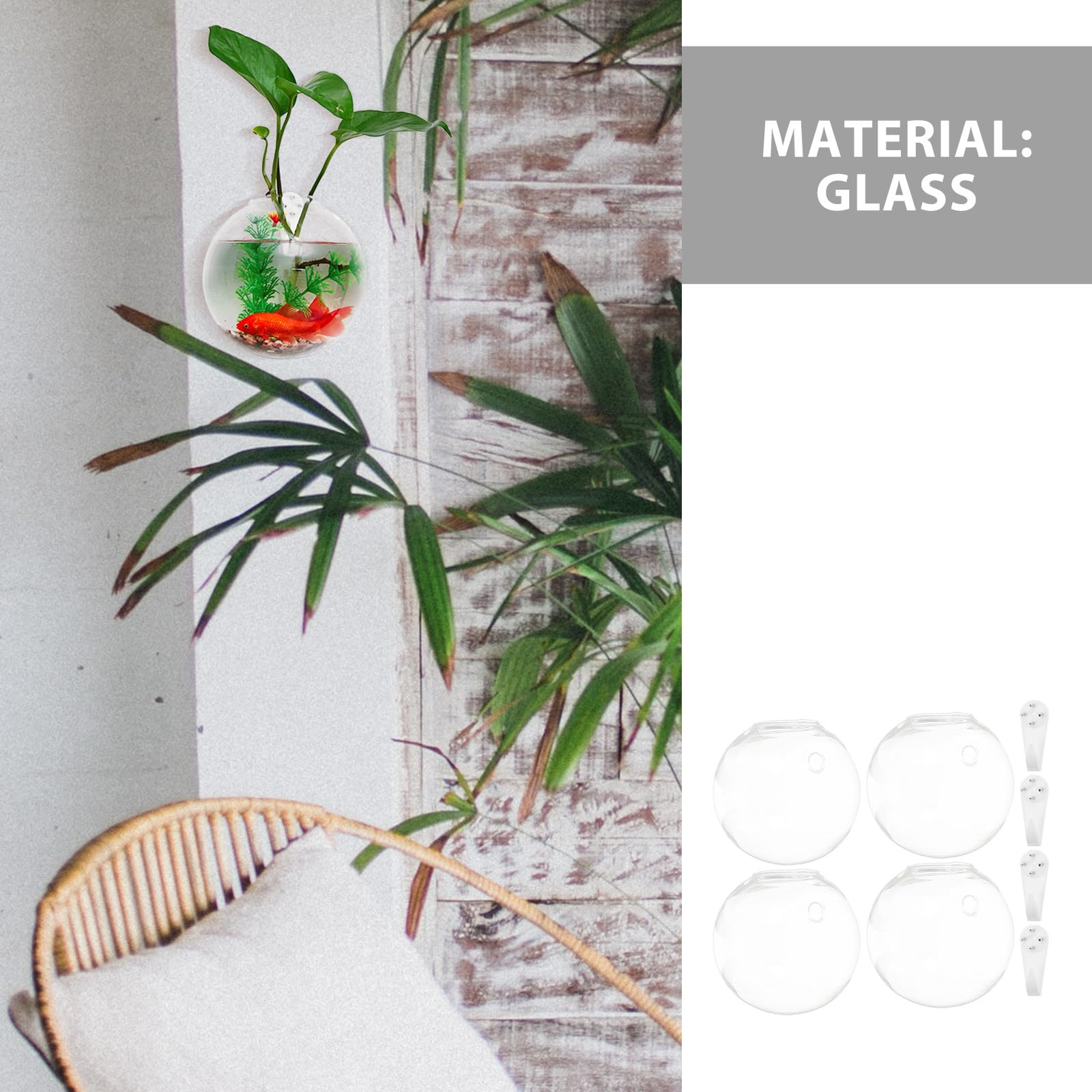 DECHOUS 4 pièces Vase Hydroponique Mural Verre Transparent Station de Propagation Ronde Compacte pour Plantes Intérieur Support Mural Pratique pour Bureau et Maison Optimise Espace et