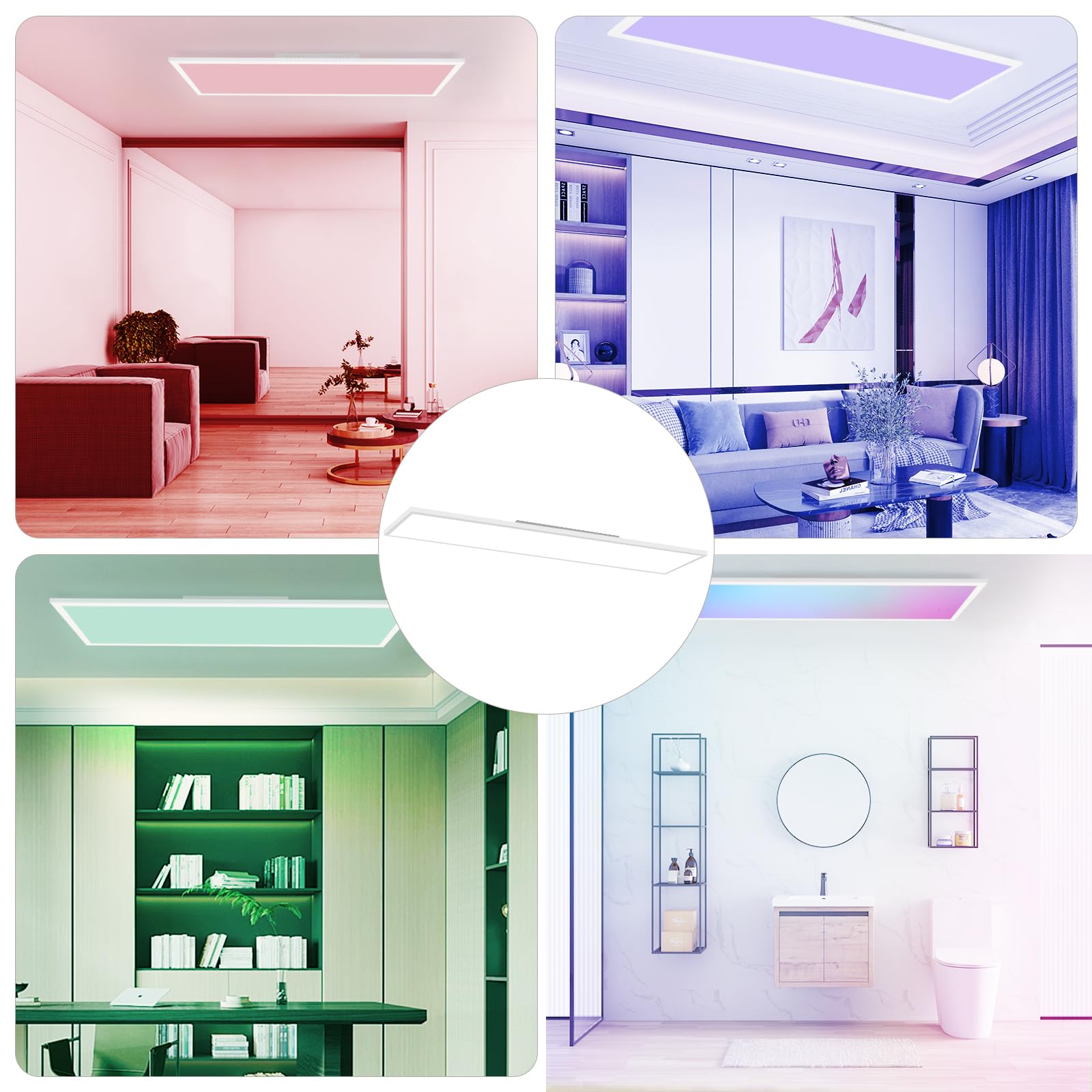 CBJKTX LED Panel 120x30 Dimmerabile - Pannello a Soffitto Lungo Plafoniera | Piatta RGB Cambio Colore Ufficio con Telecomando Lampada da Ufficio 36W Plafoniera per Sala da Pranzo Stanza dei Giochi
