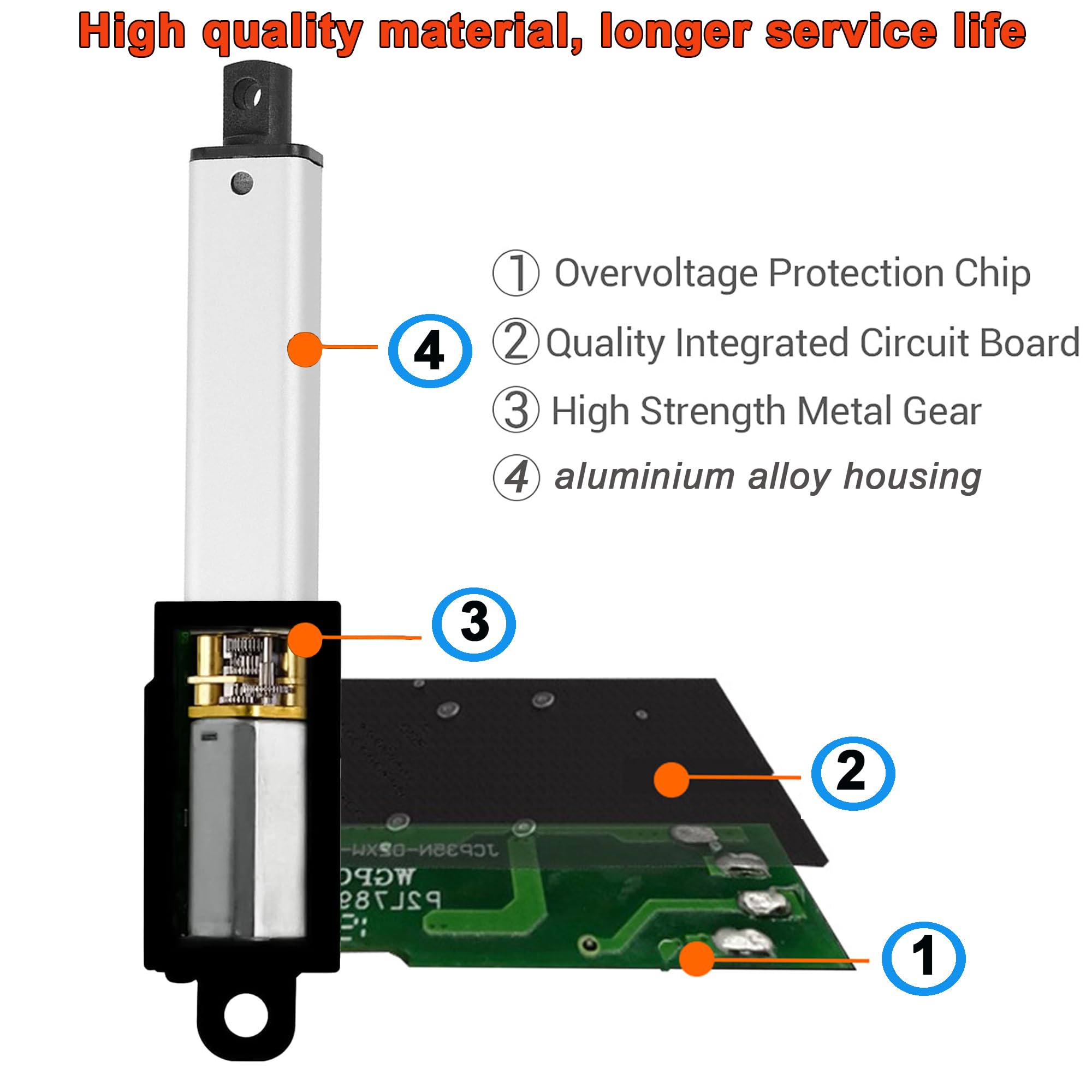 AWINLI - Mini actuador lineal eléctrico de 12 V, carrera de 2 pulgadas, velocidad de 60 N/13 libras, mini actuador de movimiento de metal pequeño con soporte de montaje e interruptor de control