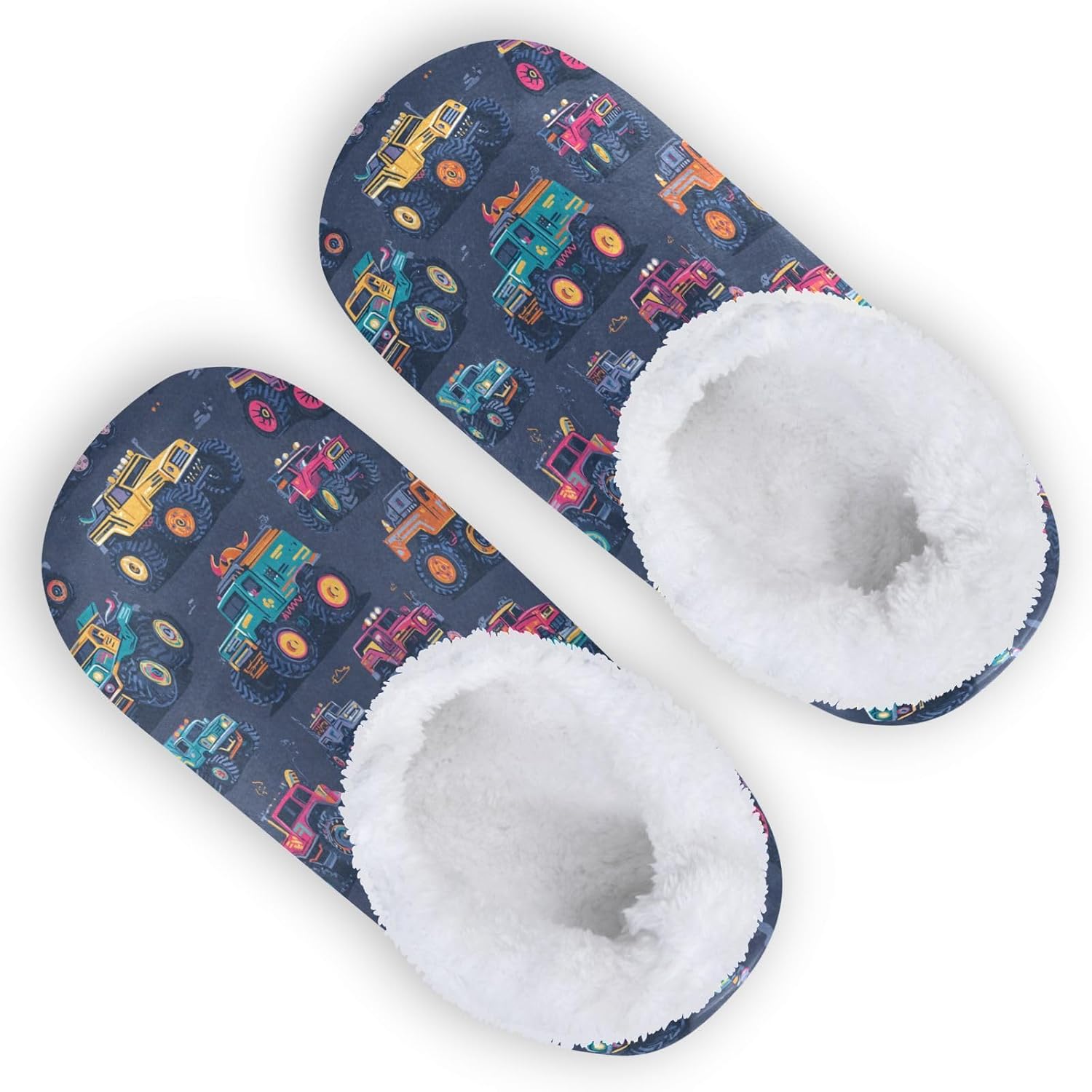 Monster Truck Black Boys Girls House Slippers Kids Toddler Home Shoes Winter Indoor Shoe XS