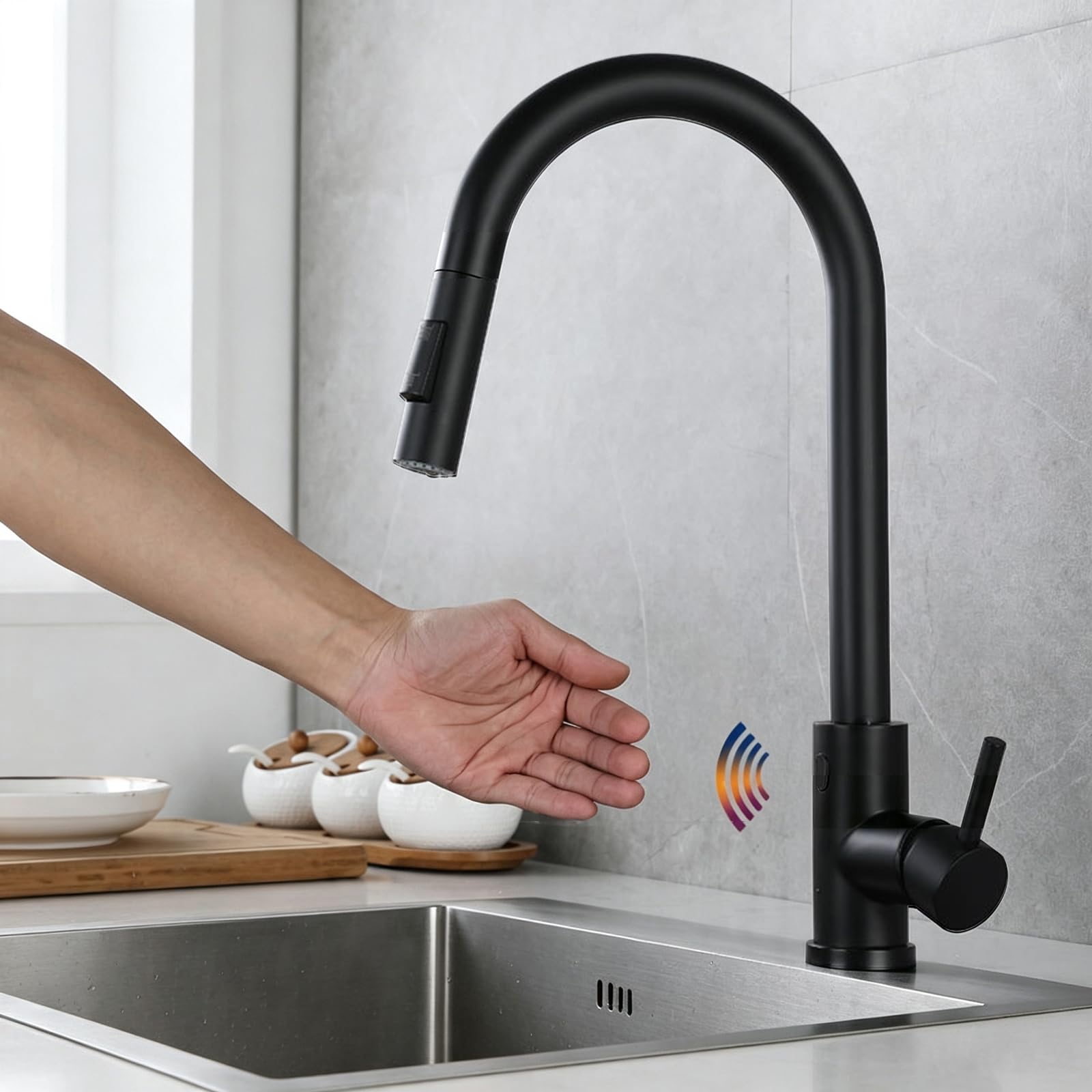 XJTNLB Robinet avec Capteur Automatique Mitigeur Evier avec Douchette
