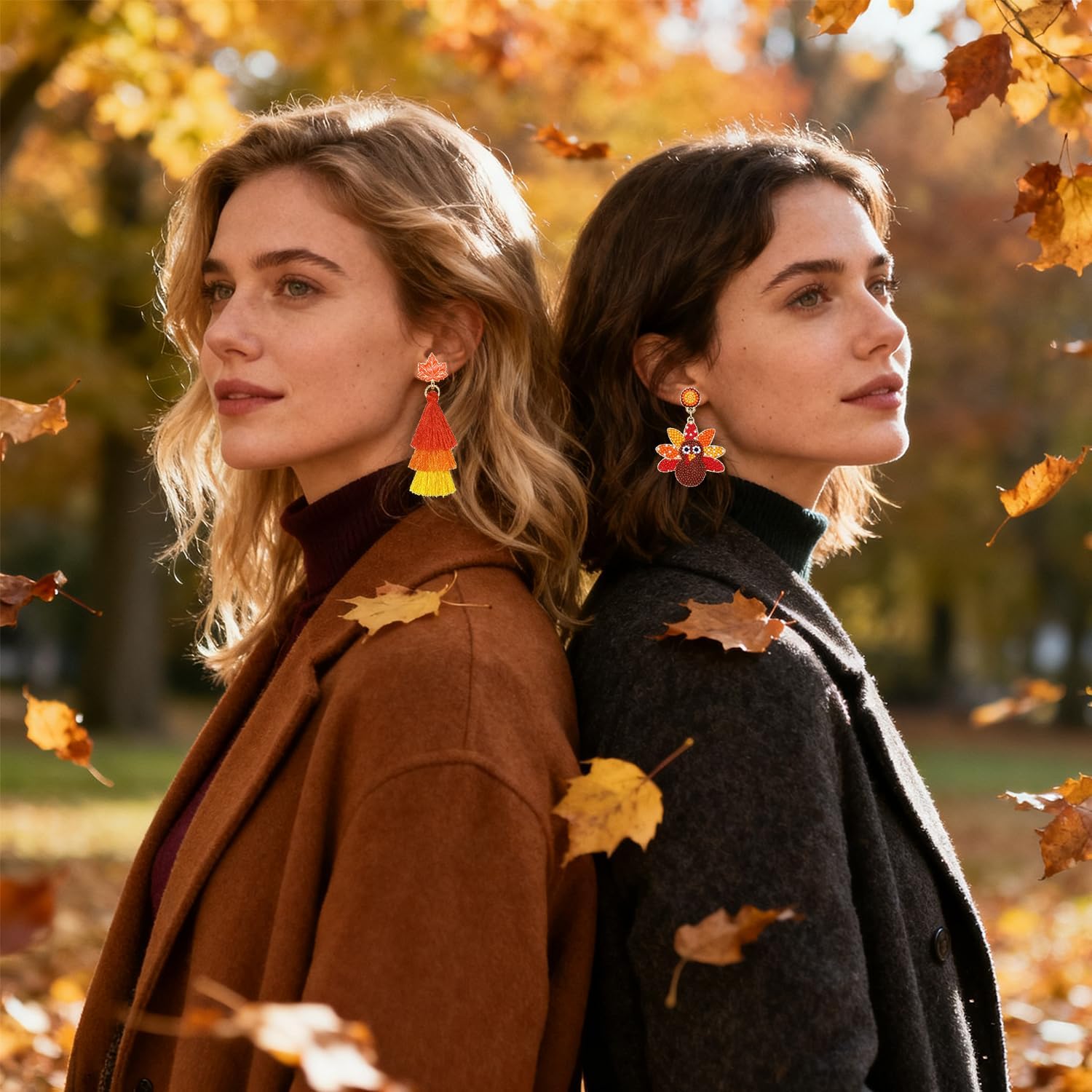 Thanksgiving Fall Earrings for Women Beaded Maple Leaf Pumpkin Turkey Earrings Handmade Gobble Drop Dangle Earrings Autumn Fall Gifts Holiday Party Accessory - Image 4