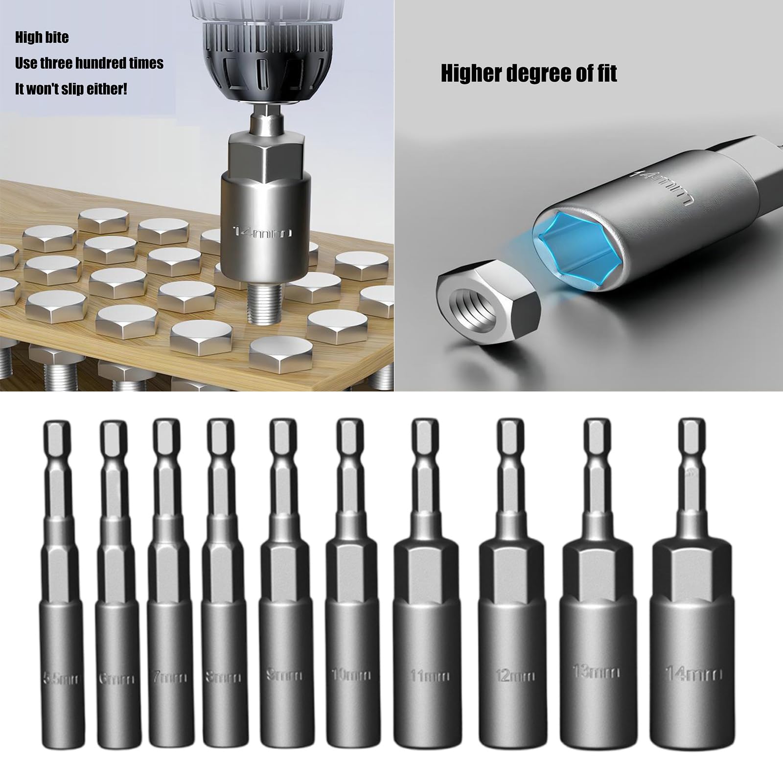 Adaptador de llave de vaso de 514 mm/19 mm, juego de llaves de vaso hexagonales de 1/4 pulgadas