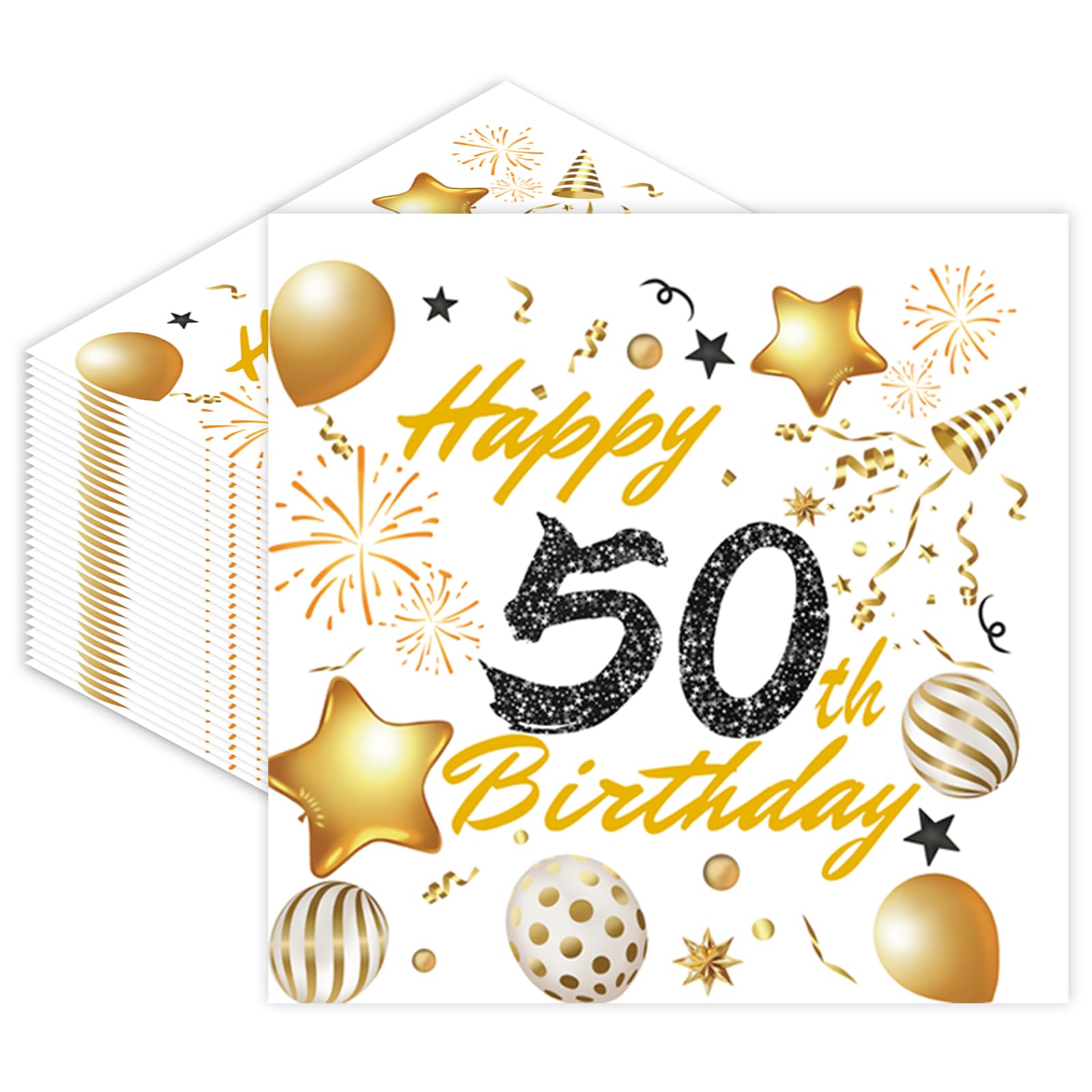 50th Birthday Paper Napkins Disposable 40pcs Party Paper Serviettes Happy Birthday Tableware Decoration for Her,Him,Women,Men โ image 1