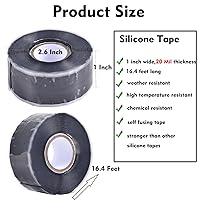 Vista 2 de Cinta de silicona de fusión autosellante, 1 pulgada de ancho, 16.5 pies, resistente y a prueba de fugas, de goma, impermeable, para agua