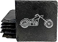 Vista 1 de Prepara tu decoración: posavasos únicos para motocicleta en pizarra natural, pizarra cuadrada, juego de 5