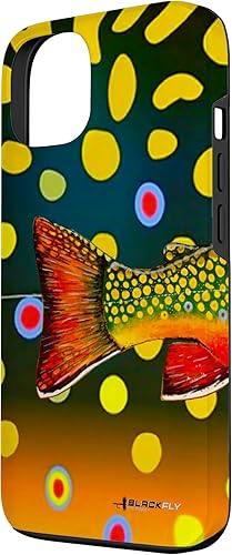 Miniatura 2 de Carcasa para iPhone 13 Brook Trout Fly Fishing Trout Skin Funda para teléfono Negro Fly