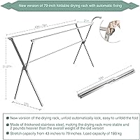 Vista 2 de AUGMIRR Tendederos de secado de ropa para exteriores, interiores y balcón, versión actualizada de 79 pulgadas, de acero inoxidable longitud