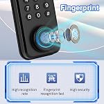 Verrouillage intelligent de la porte, 4 Ways-Fingerprint Password Key Tuya APP Commande, porte avant dentée pour portes 35-55mm Verrouillage de porte d'entrée épais et sans clé pour portes intérieures/en bois etc., Installation facile (bouton-poussoir)