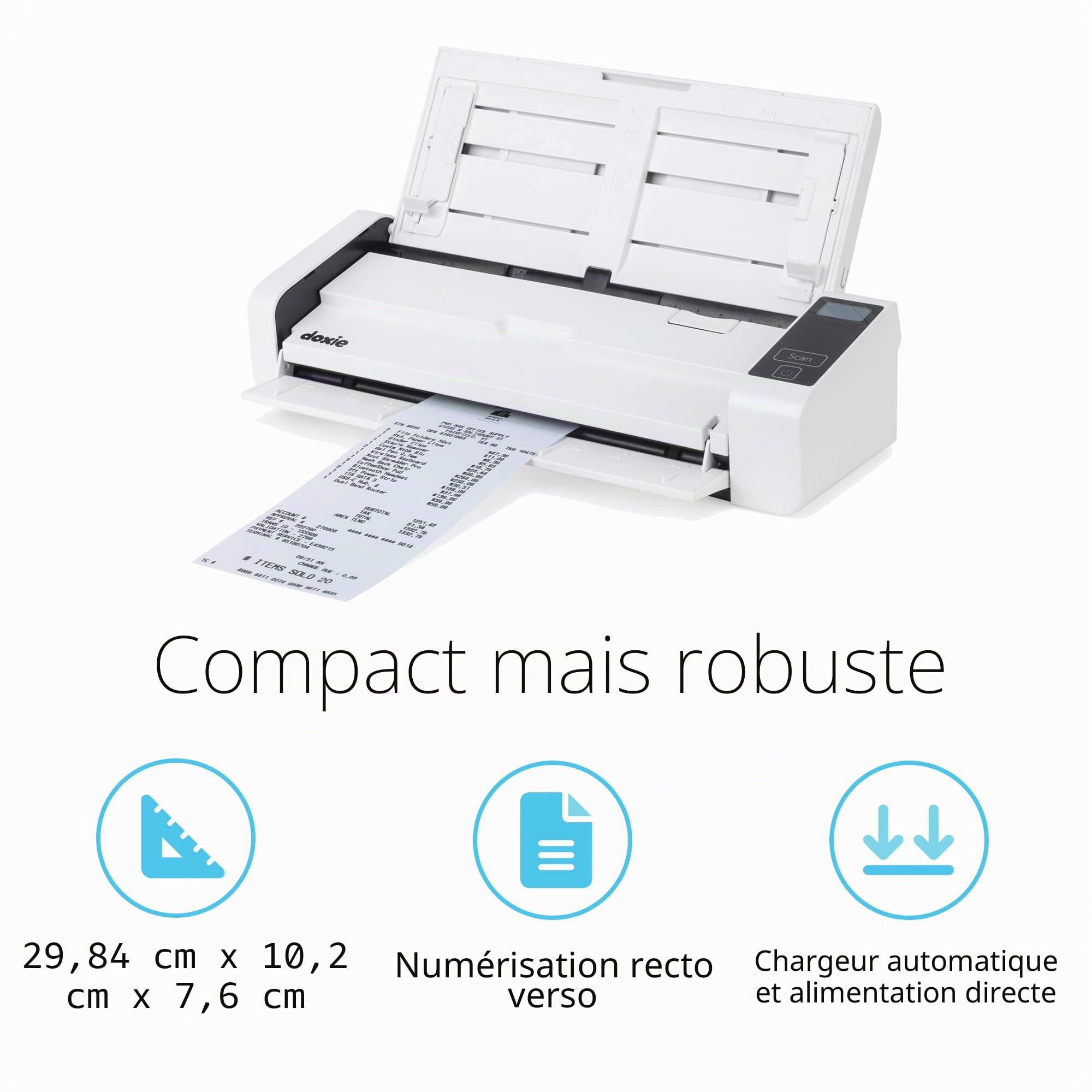 Doxie Pro DX400 Scanner de documents et reçus pour la maison et le bureau Le meilleur scanner recto verso compact pour Windows et Mac