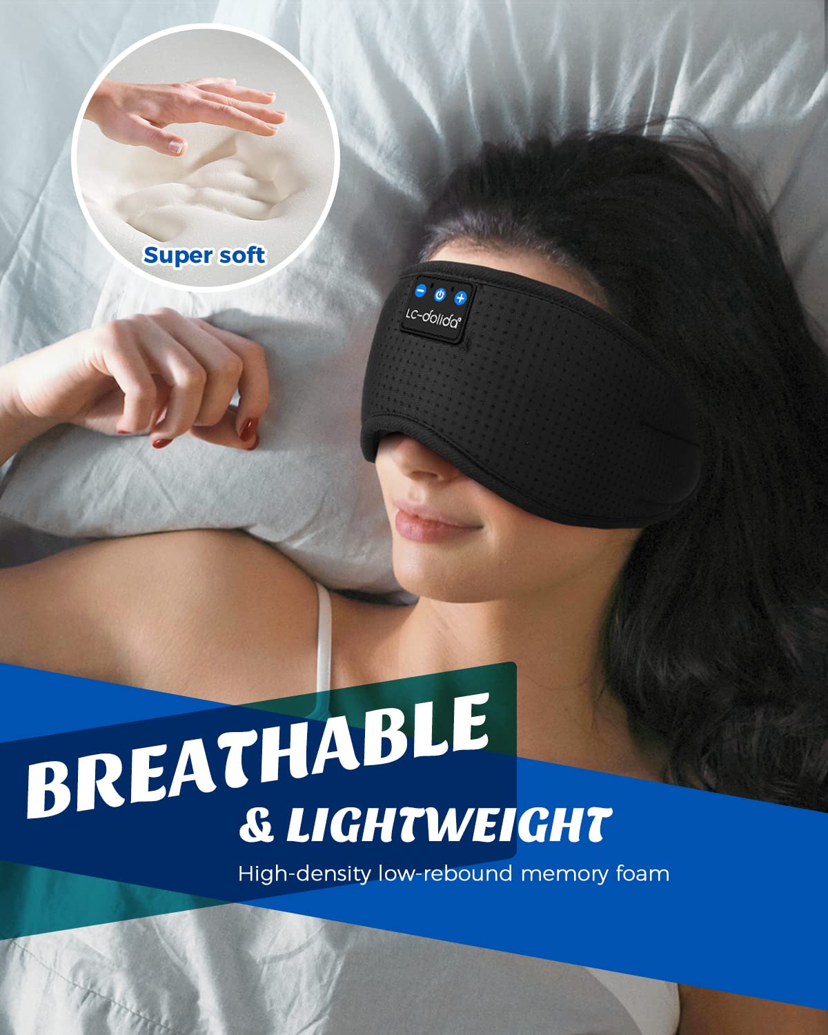 Bandeau écouteur De Musique LC-dolida Masque De Sommeil Avec Casque Bluetooth - Masque De Bandeau Sommeil