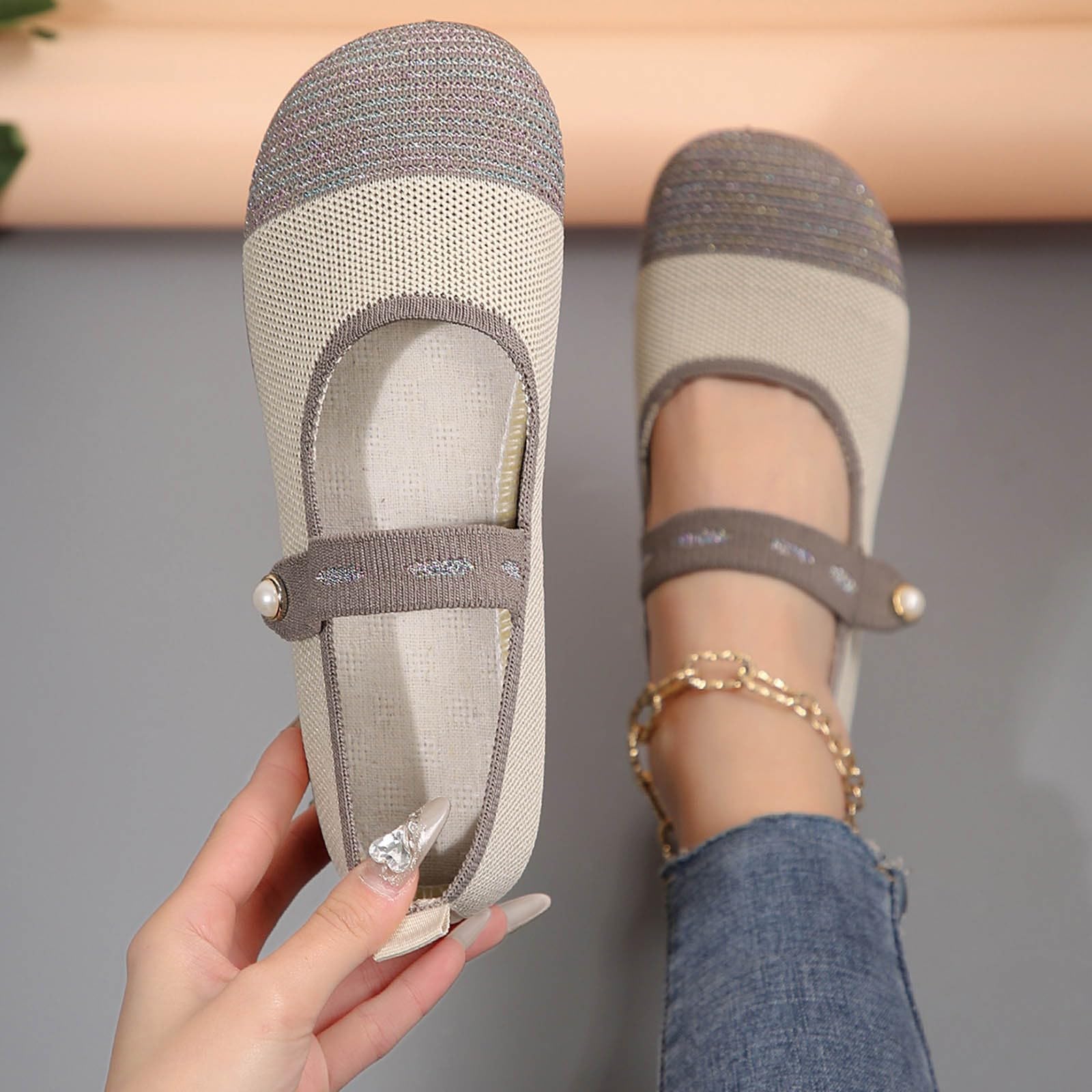 Zapatos elegantes para mujer, estilo casual, uso diario, diseño de malla transpirable con suela plana cómoda, aventuras de primavera y verano