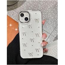 iPhone 13/14 Uyumlu Kurdele Detayl  Simli Silikon K l f,  effaf Desenli