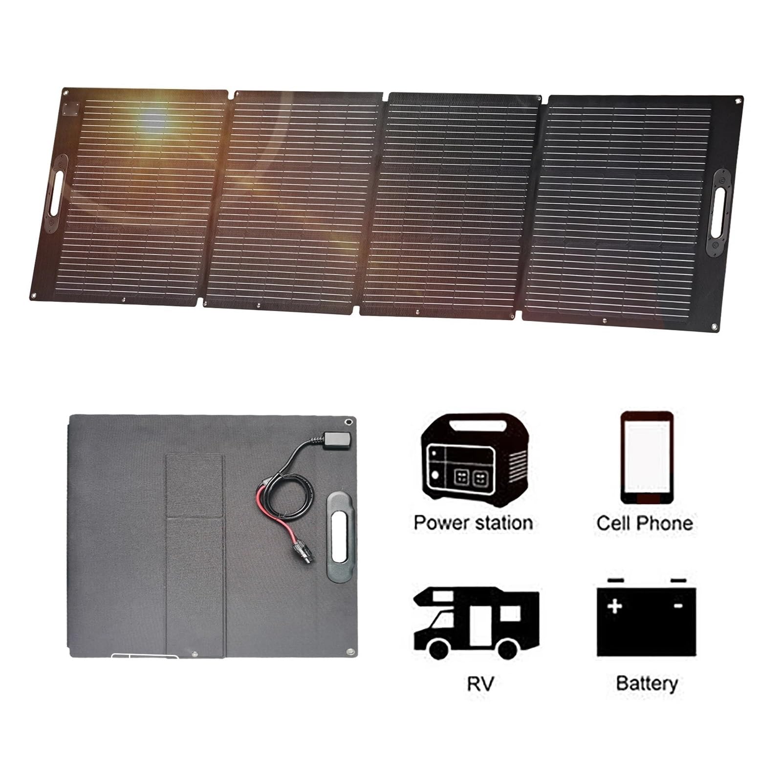 Panel Solar 200W 12v Kit Fotovoltaico Plegable Flexible 18V Salida Ideal