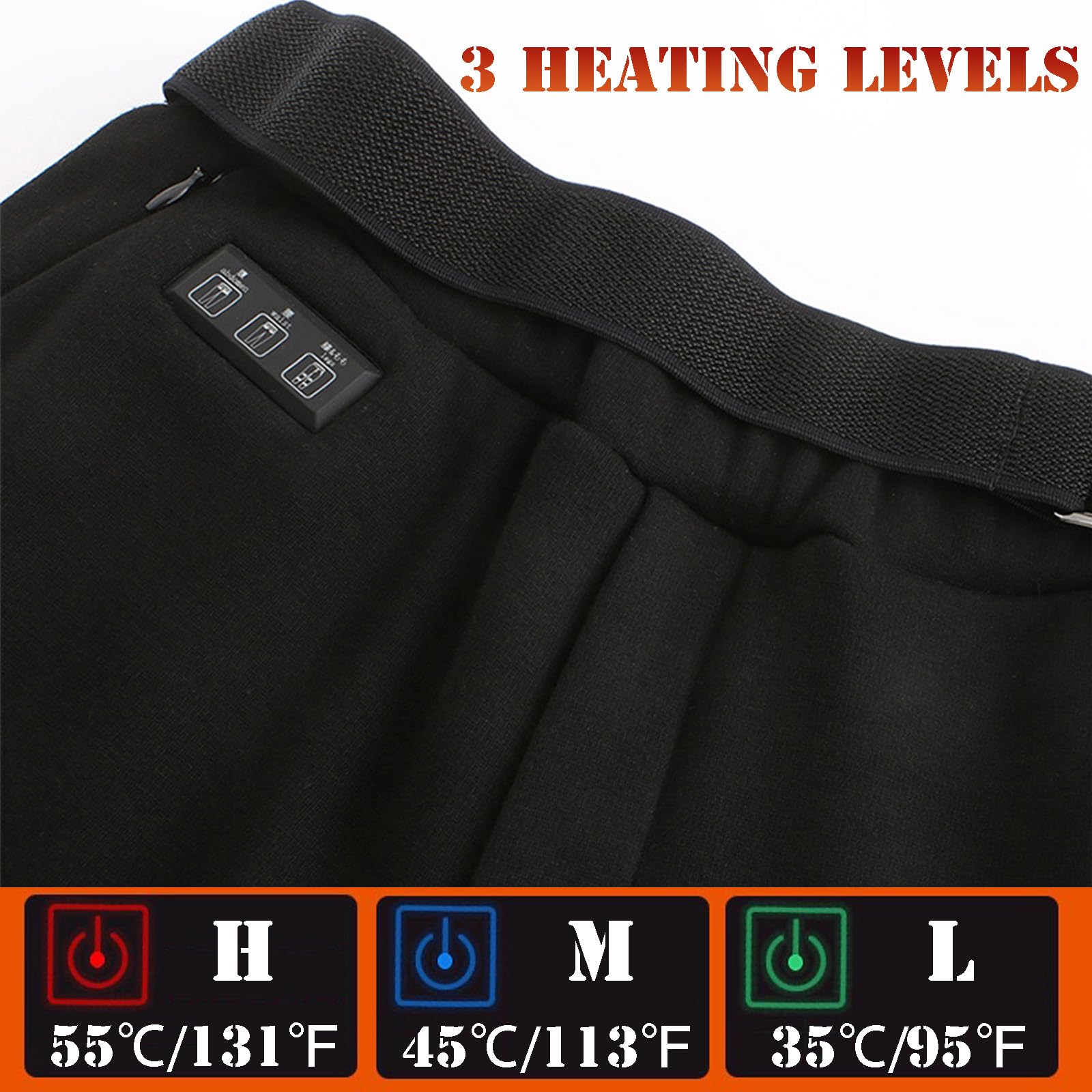 TOVCHEI Heated Pants for Men USB Electric Heating Pants Fleece Lined Trousers Thermal Underwear Bottom, No Battery,Gray,M