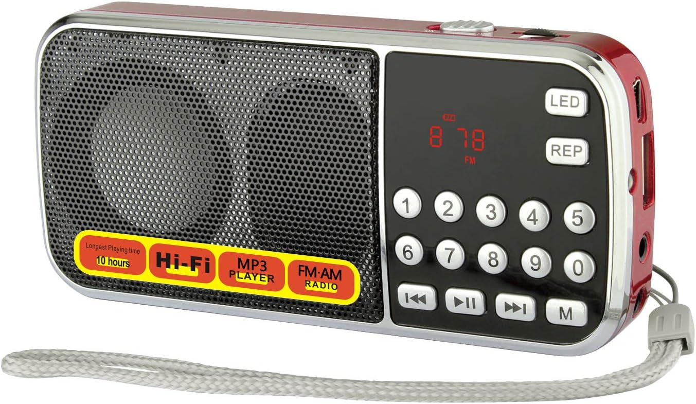 Portable Mini USB FM Radio Speaker Music Player Micro SD/TF Card For PC iPod Phone (088 Red)