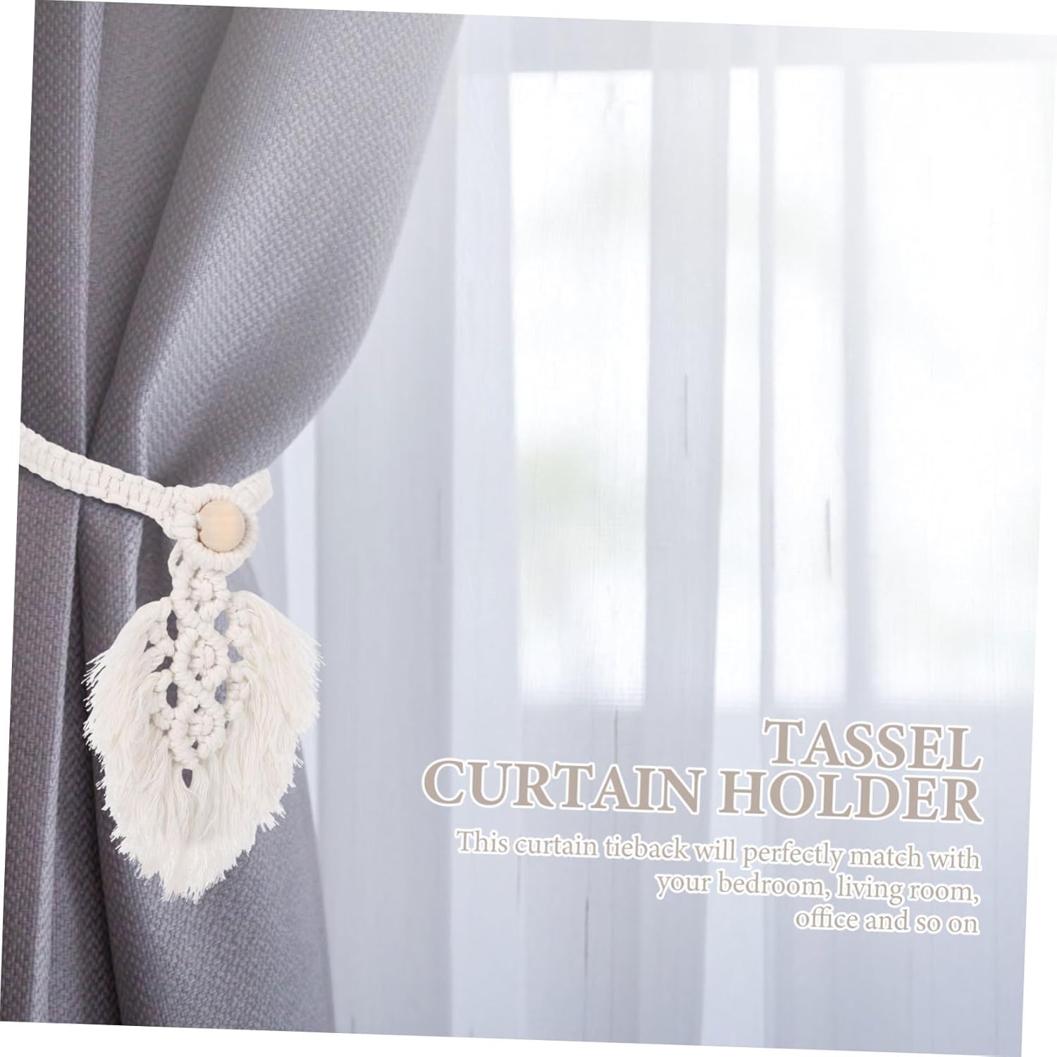 8pcs Curtain Tiebacks Tassels Rustic Drapery Holders for Farmhouse to Install Curtain Ties for Living Room Bedroom Office Decor