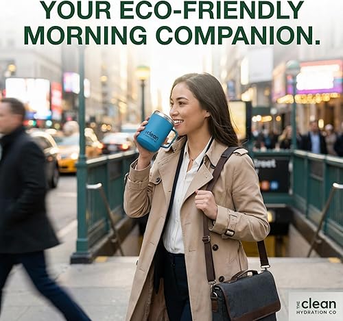 Miniatura 7 de Taza de viaje aislada de 12 onzas, taza de viaje con tapa con forro de cerámica  Taza de oficina reutilizable de doble pared al vacío ecológica sin