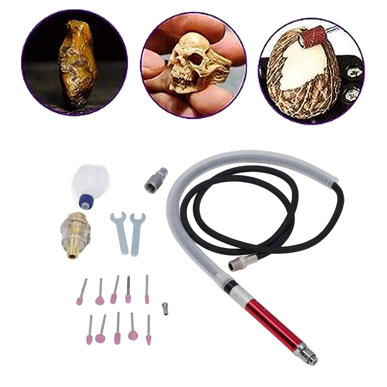 Micro smerigliatrice pneumatica, 1/8" micro smerigliatrici pneumatiche, mini smerigliatrice a matita 58000rpm, kit di utensili lucidatura per pulizia, smussatura, molatura, incisione, foratura