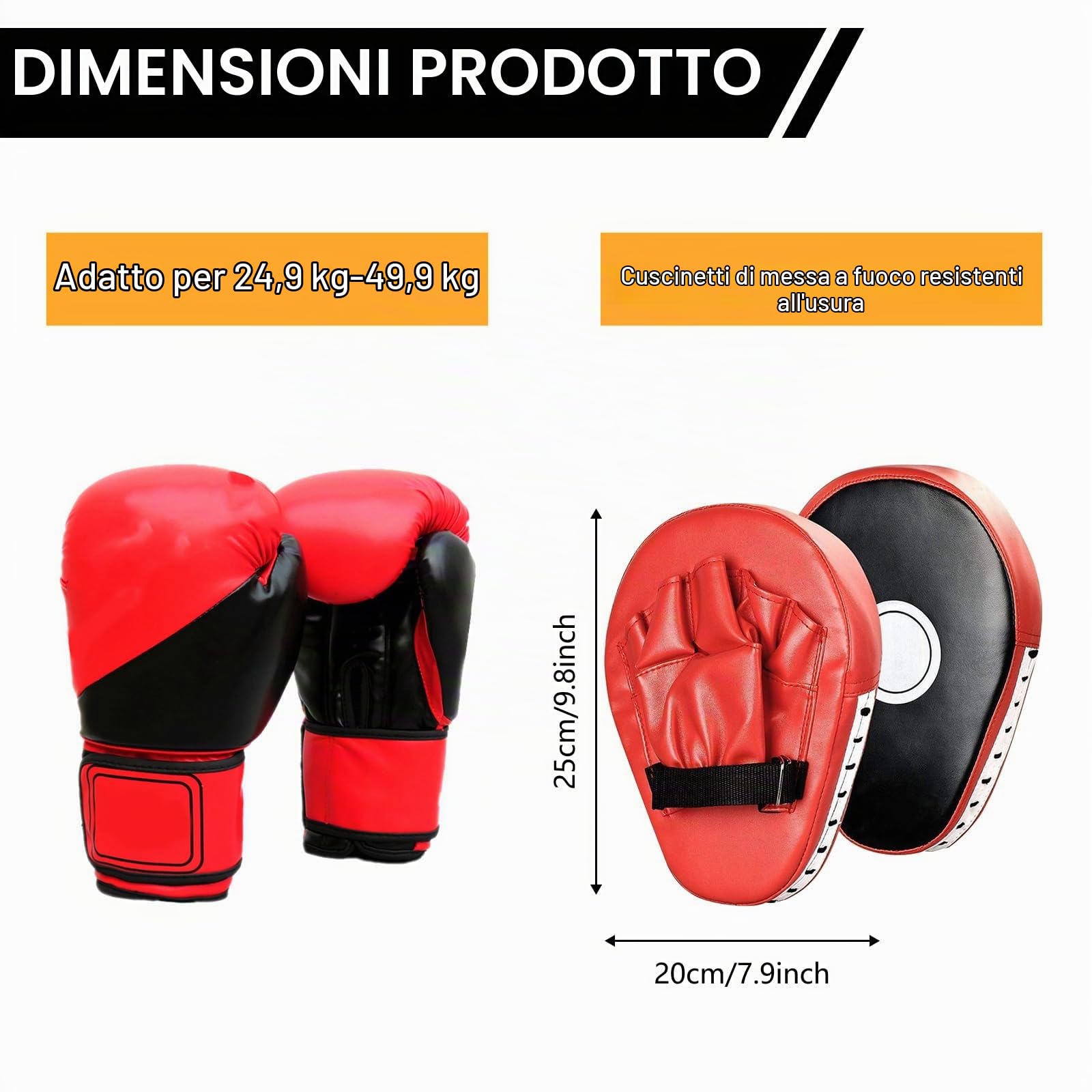 Set Di Allenamento Boxe, 1 Paio Di Guantoni Da Boxe Da 6 Oz E 1 Paio Di Protezione Per Le Mani In Pu