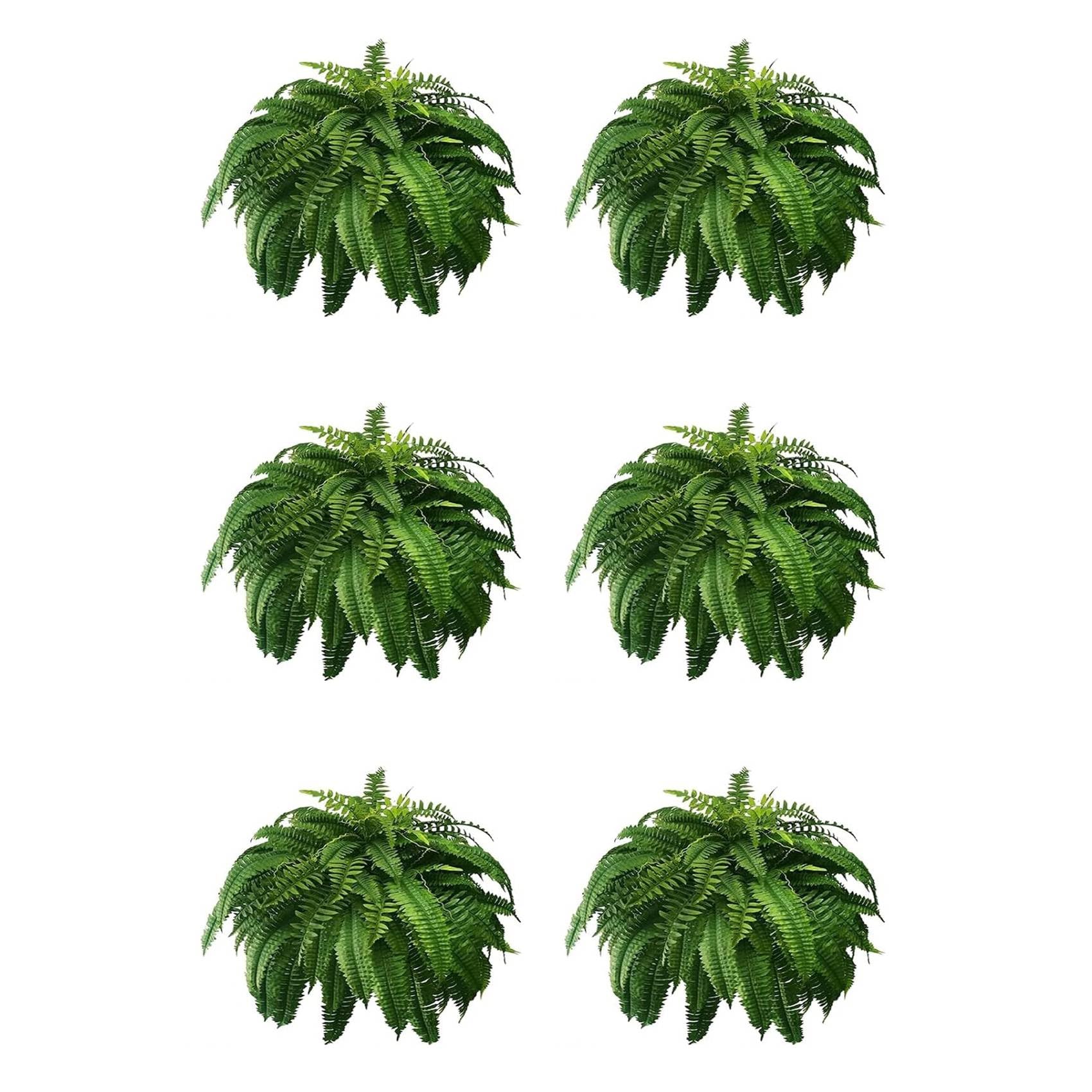 Vjsujehgy 6X UV Lifelike Artificial Boston Fern, Artificial Ferns for Outdoors, Faux Ferns Fake Ferns Artificial Plants