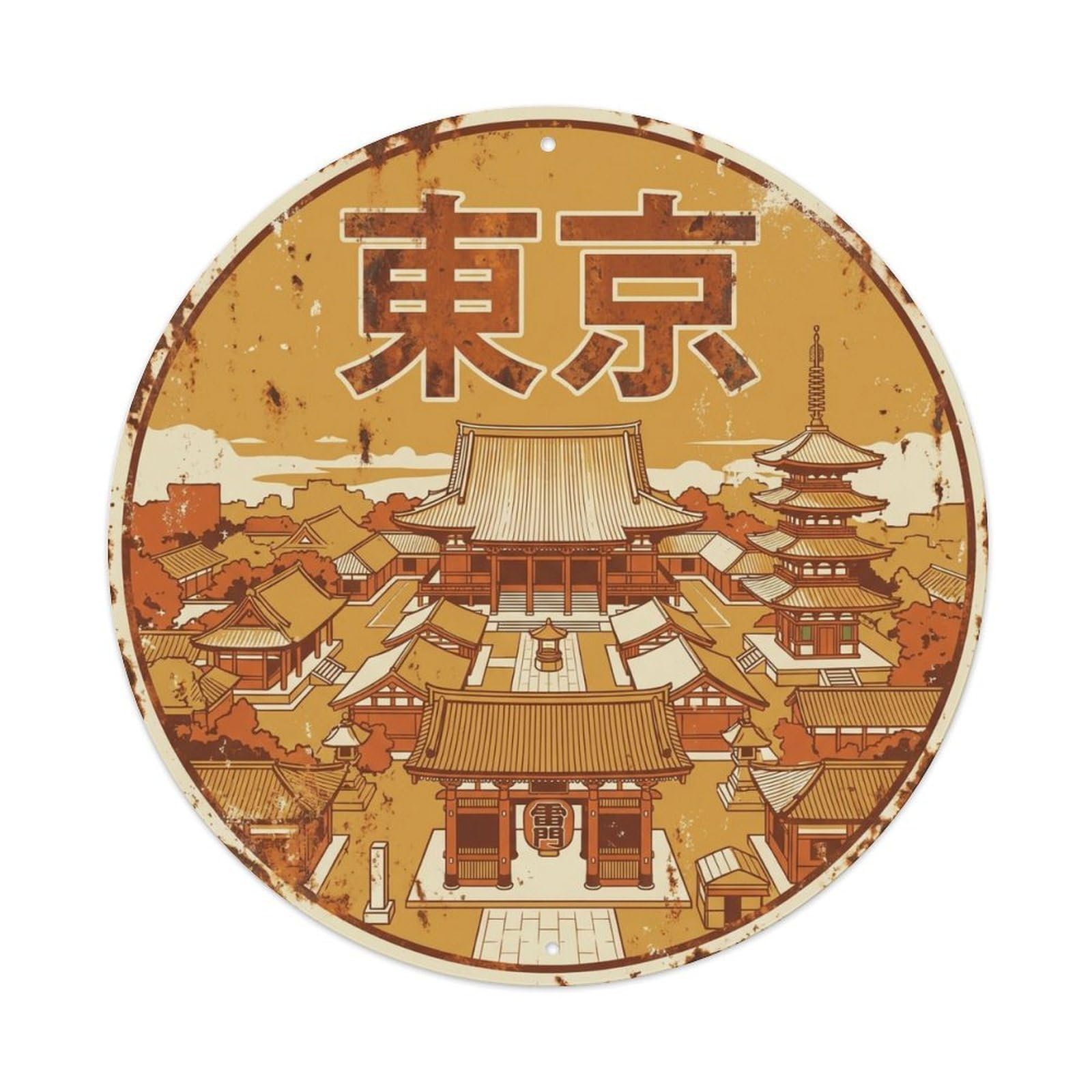 Vintage Travel Tokyo Japan Vista Vintage Metal Tin Sign Plaque Wall Decor for Cafe, Club Bar, Office, Garden Metal Poster 8x8Inch