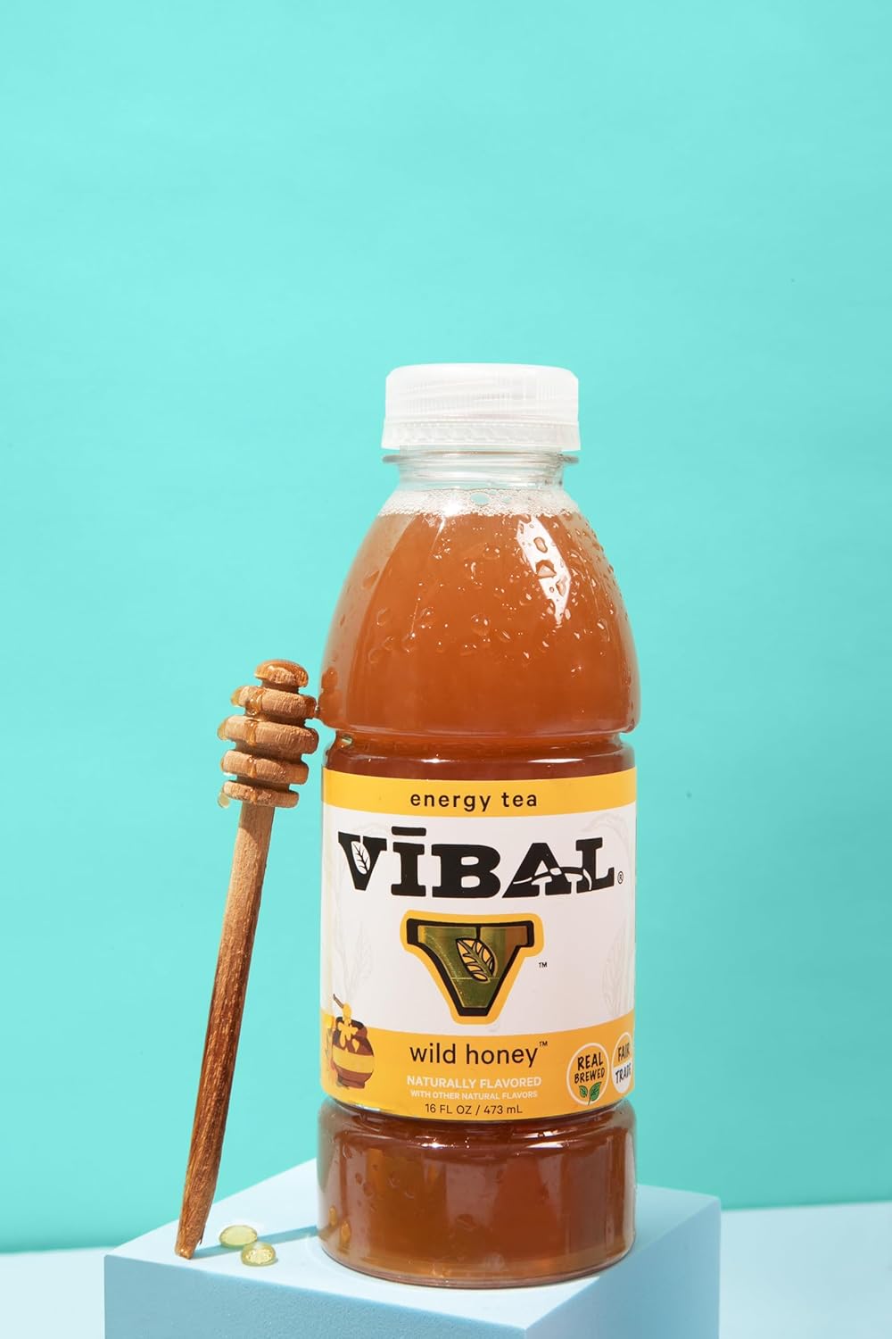 VIBAL ENERGY TEA, Wild Honey, 16 Fl Oz, 6-Pack, Natural Energy, High Caffeine, Ginseng, Theanine, Low Sugar, Low Carb, Low Calorie, Adaptogens, Nootropics