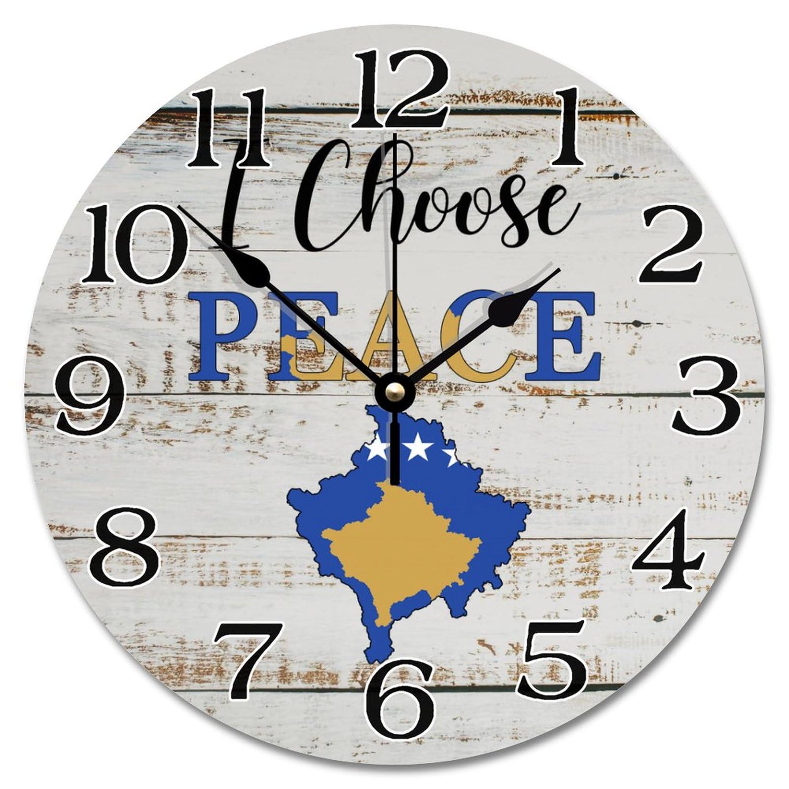 Horloge murale Kosovo silencieuse sans tic-tac pour chambre et bureau