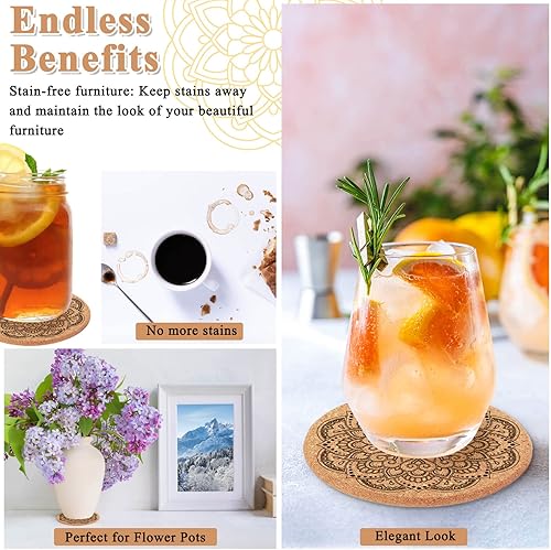 Miniatura 6 de 10 posavasos de corcho para bebidas, posavasos Billbotk con soporte para protección de mesa auxiliar, decoración del hogar, adecuado para tazas,