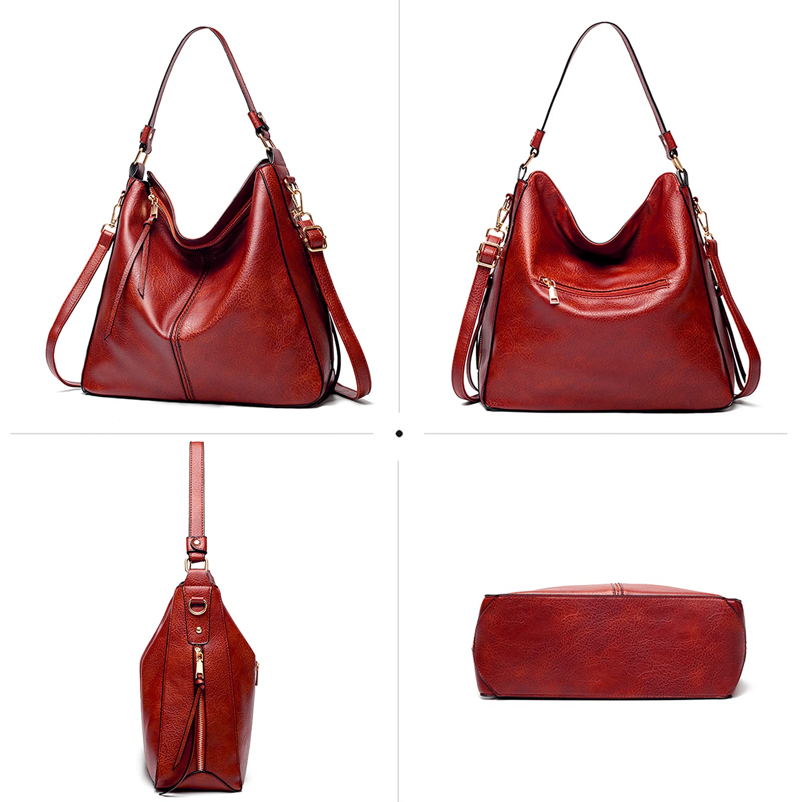 FANDARE Bolsos de Mujer Bolsos Hobo Bolso Bandolera Bolso de Hombro Bolso Tote Cuero PU Bolso Shopper Bolso de Mano Bolso Convertible de Mochila para Trabajo Escuela Viaje Bolsos Cruzados