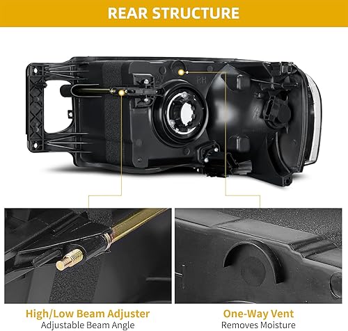 Miniatura 4 de DWVO Conjunto de faros delanteros compatible con 02 03 04 05 Dodge Ram 1500 2500 3500 Pickup reemplazo de carcasa cromada reflector transparente