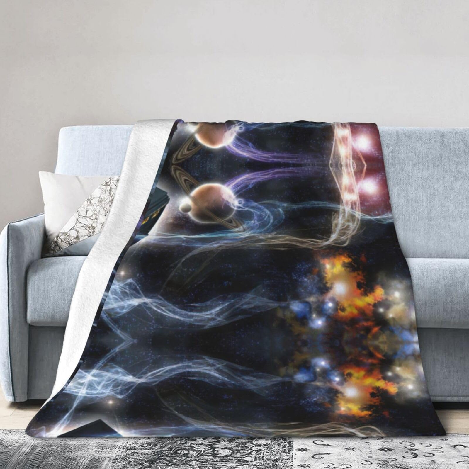 Uusnwaa Soft Cosy Fleece Warm Throw Starry Sky Print Blanket