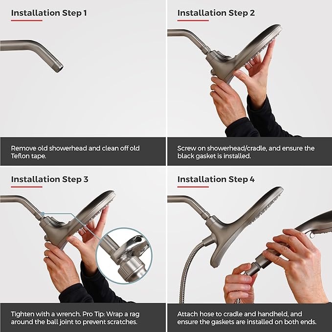 Regadera de Mano y Cabezal de Ducha Pfister HydroFuse, 6 Funciones, 2.5 GPM, Níquel Cepillado miniatura 8