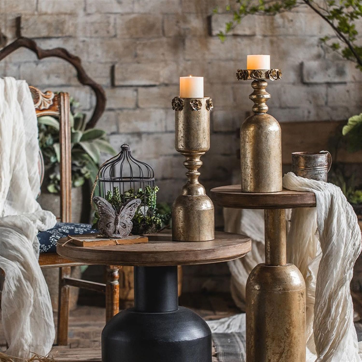 Vintage Candlestick, Candlestick,Candle Holders Vintage Style Candle Holder Heightens Metal Candlestick Interior Decoration High Temperature Resistance Candlestick Holders
