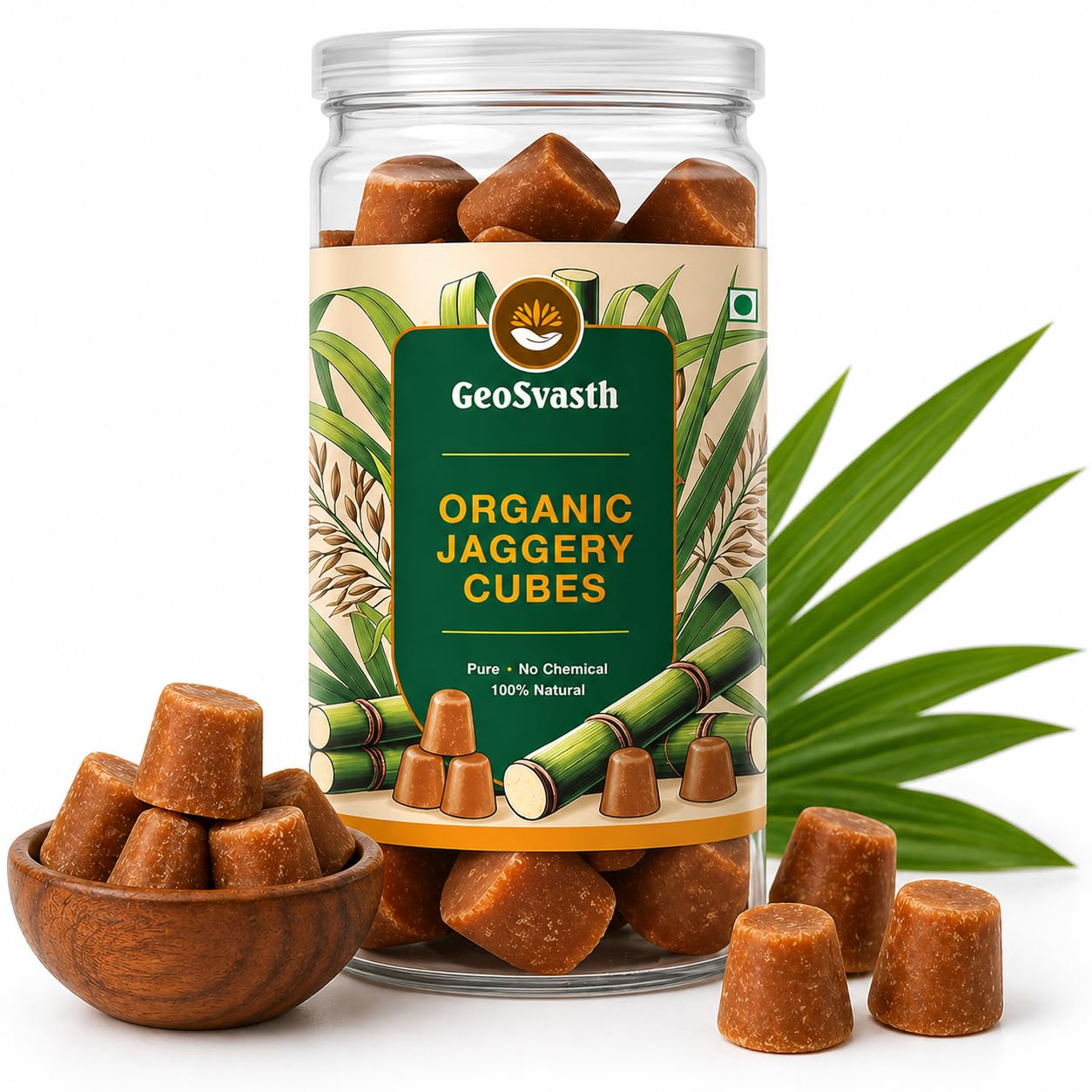 Geosvasth Organic Jaggery Cubes | Unrefined & Nutrient Rich Gud | Preservative Free | Desi Gol,Gur, Vellam, Sharkara Bellam | Healthy Sugar Substitute, Iron Boosting | Traditionally made (600g-Pack of 1)-image-5