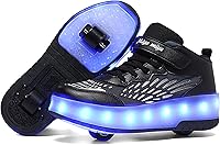 Vista 13 de Wooowyet - Tenis con ruedas y luces LED para niños y niñas, con ruedas, USB recargable, cierre de gancho y bucle