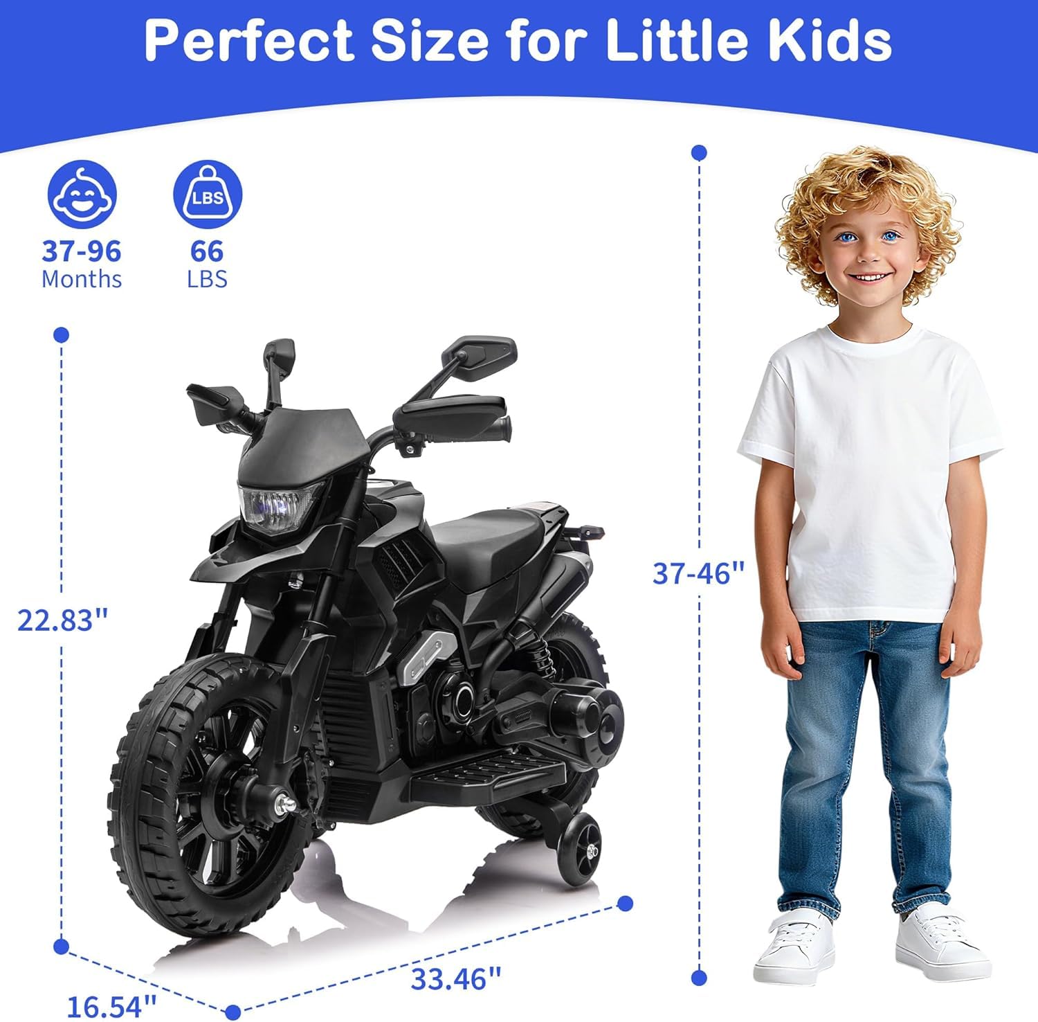 6V Elektro Motorrad Kinder, Kindermotorrad Mit 3 Geschwindigkeiten, Stützrädern, Max 6 Km/h, Bis Zu 40 Minuten Ununterbrochene Fahrzeit Für Kinder/Jugendliche