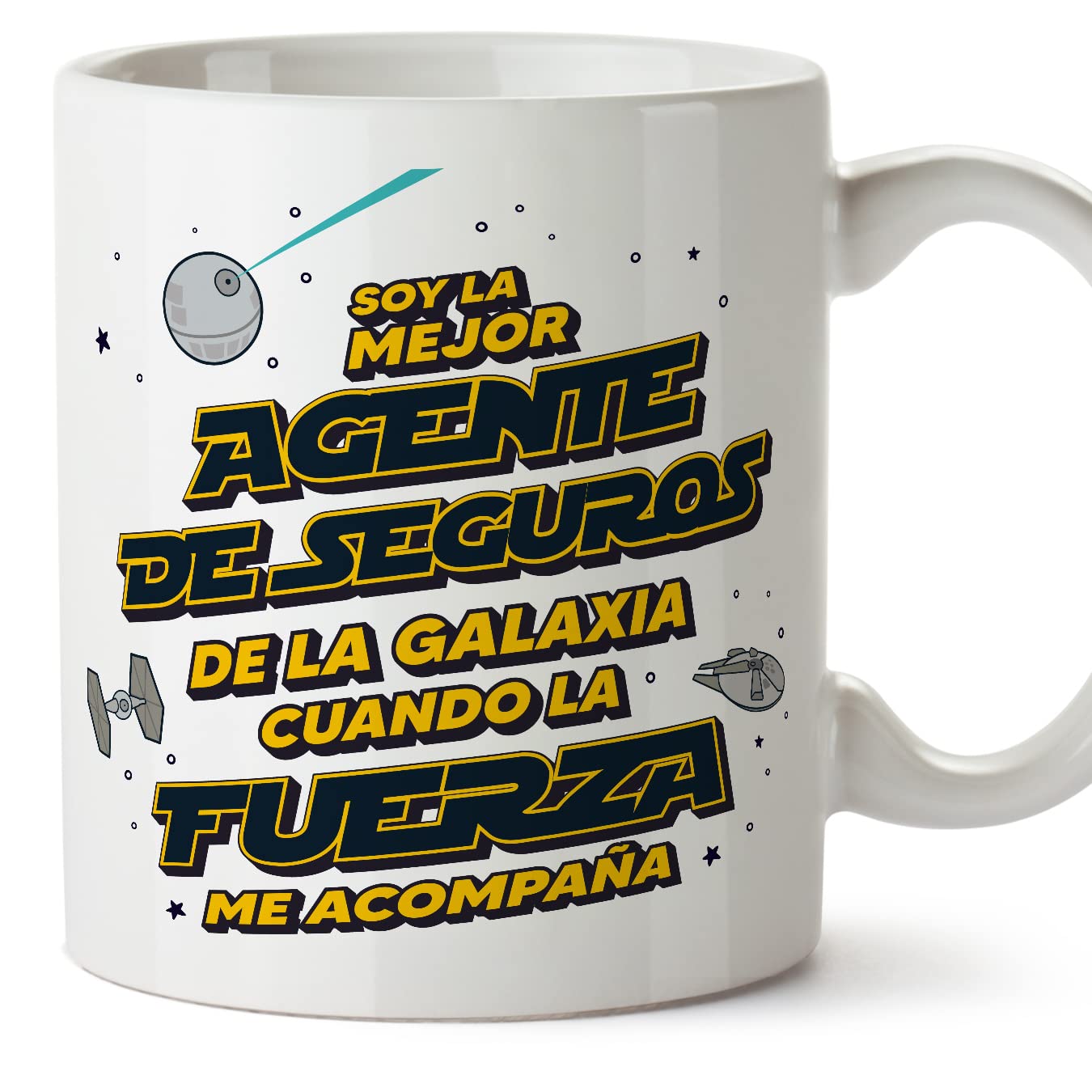 MUGFFINS Tazas para JEFE hombre - En Español - Mejor de la Galaxia Cuando Fuerza me Acompaña - 11 oz / 330 ml - Regalo original y divertido — view 576