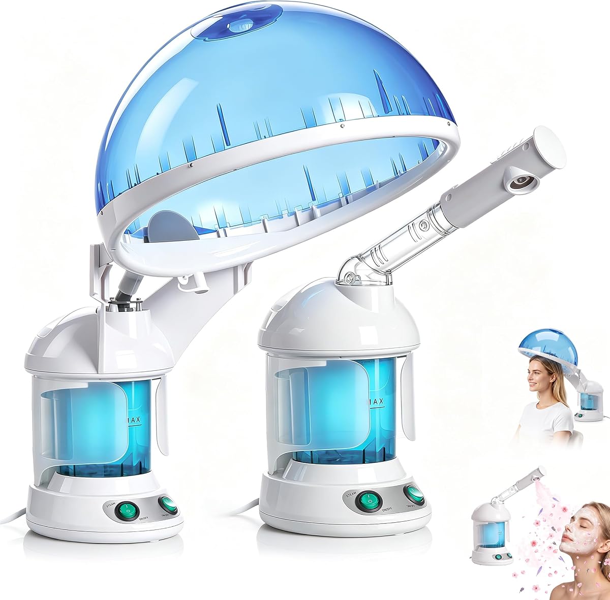 Vaporizador facial 3 en 1, vaporizador de cabello, humidificador de aire, sistema de hidratación hidratante con niebla caliente, spa atomizador facial portátil para uso de cuidado personal en el salón de casa