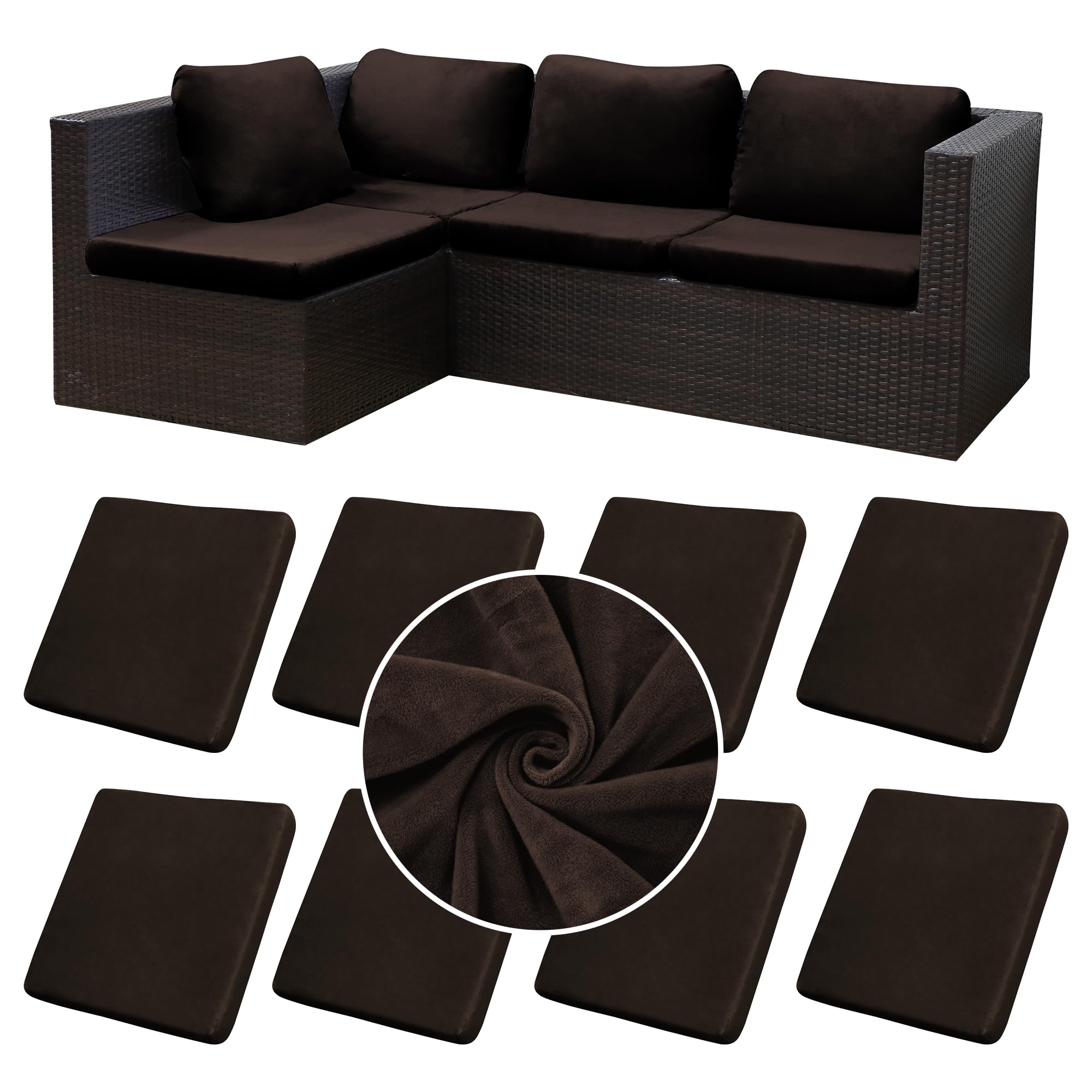 8 Pcs Outdoor Cushion Covers, Patio Sofa Cushion Covers Replacement