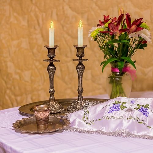 Miniatura 9 de FPOO 12 velas parpadeantes sin llama para ventana con temporizador remoto, funciona con pilas, velas LED cónicas para árbol de Navidad con clips y