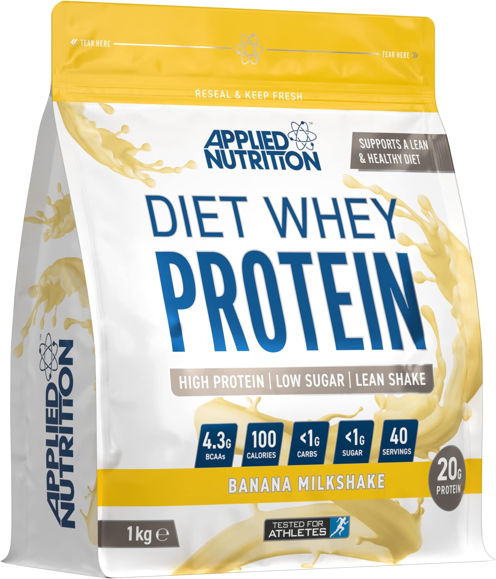 Applied Nutrition Diet Whey High Protein Powder, Low Carb & Sugar, Weight Loss with CLA, L Carnitine, Green Tea, High PhD Supplement, Banana, 1000 g