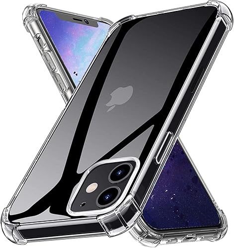 Funda para teléfono compatible con iPhone 11, cubierta trasera dura transparente con 4 esquinas a prueba de golpes, funda transparente para iPhone