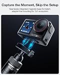 llano 16" Magnetic Action Camera Tripod for DJI Osmo Action 5 pro/4/3, Osmo 360, Extendable Mini Tripod with Magsafe Quick Release Adapter, 360° Ball Head, Small Selfie Stick, Lightweight, Black